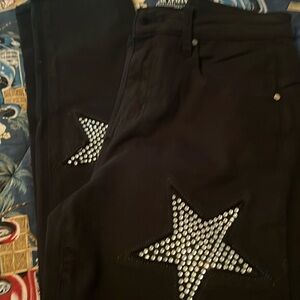 FRANK LYMAN star embellished spangled black jeans size S